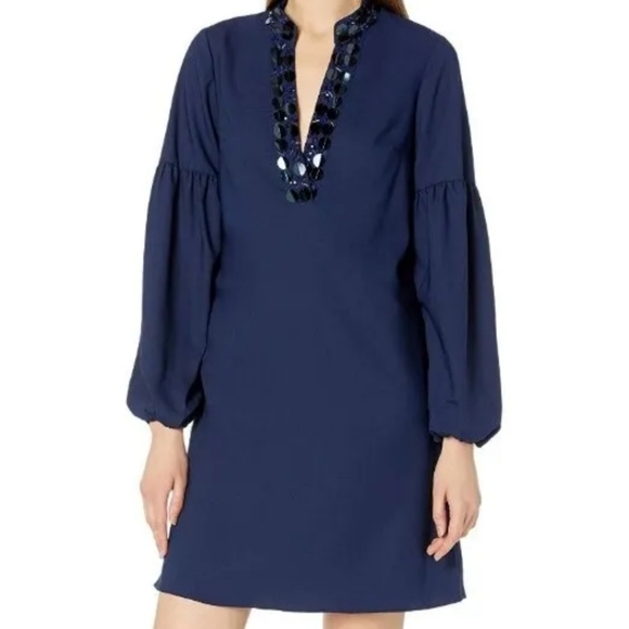 lilly pulitzer Dress Navy Blue 4 Sequin shea Stretch - Picture 1 of 4